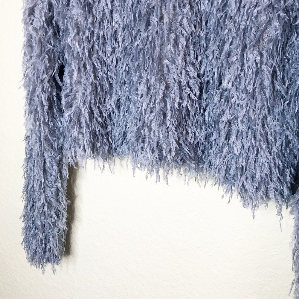 Zara | Blue Feather Effect Cropped Long Sleeve M - Picture 4 of 7